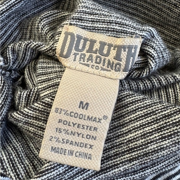 Duluth Trading Co LS Striped Sweater Black Cream Coolmax Mock Neck Women M - Picture 3 of 8